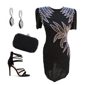 Vintage Laurence Kazar Sequin Dress EUC